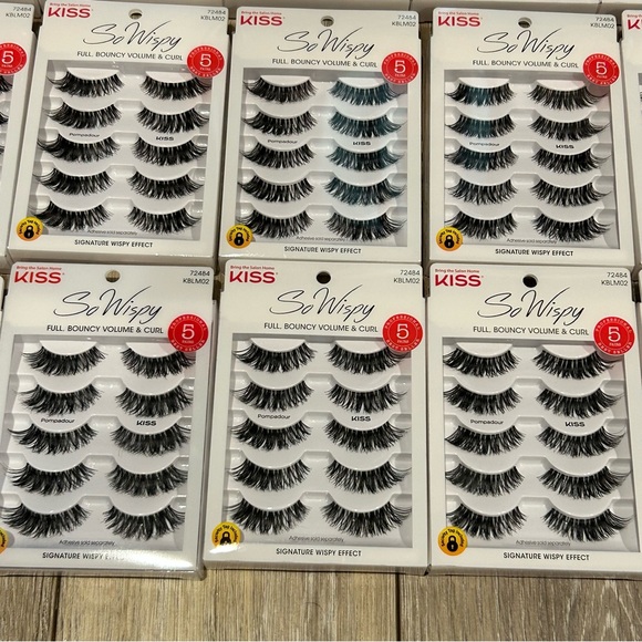 Kiss So Wispy Pompadour False Lashes 16mm 5 Pair Set - Pack of 15 (KBLM02) - Picture 2 of 4